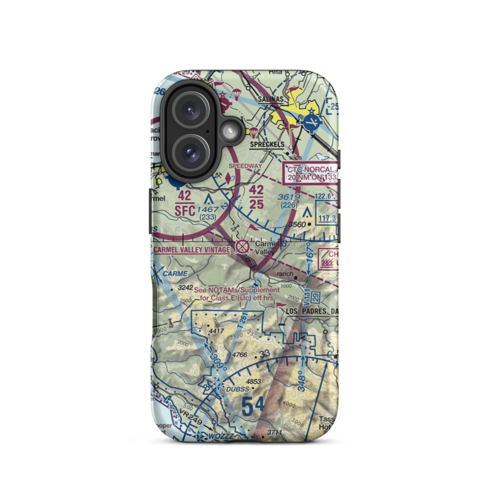 Carmel Valley (O62) VFR Sectional  Tough iPhone Case iPhone 16 model shown
