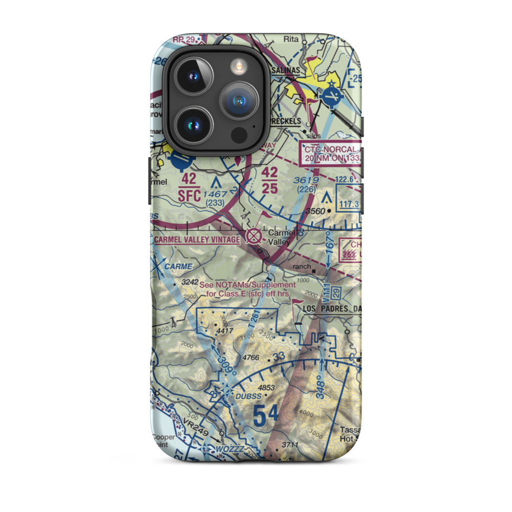 Carmel Valley (O62) VFR Sectional  Tough iPhone Case iPhone 16 Pro Max model shown