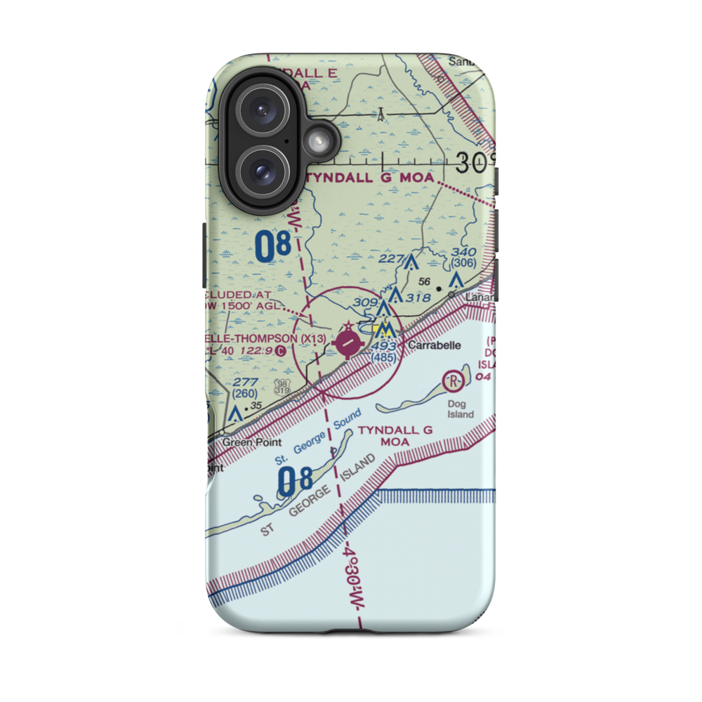 Carrabelle Thompson Airport (X13) VFR Sectional  Tough iPhone Case iPhone 16 Plus model shown