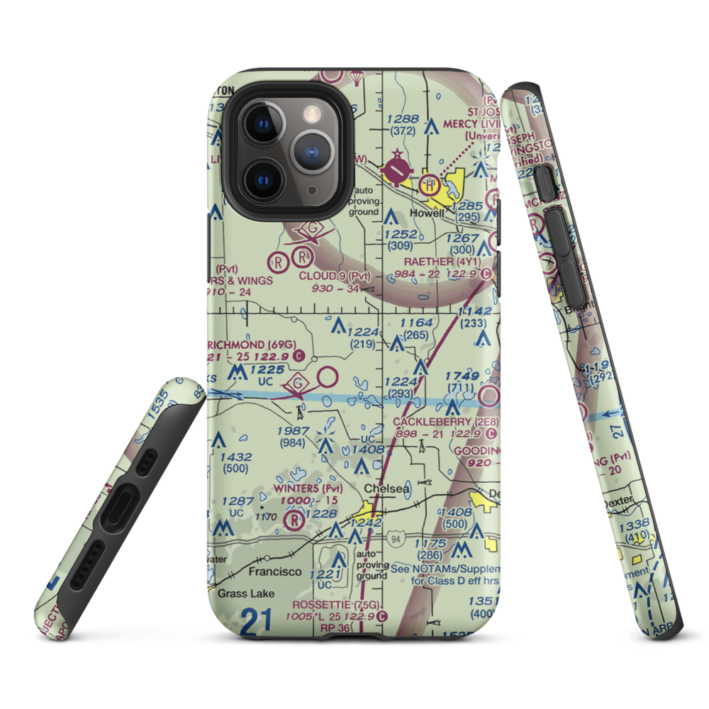 Carriage Lane Airport (35L) VFR Sectional  Tough iPhone Case iPhone 11 Pro model shown