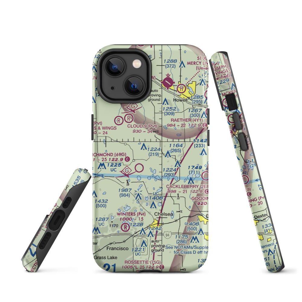 Carriage Lane Airport (35L) VFR Sectional  Tough iPhone Case iPhone 14 model shown