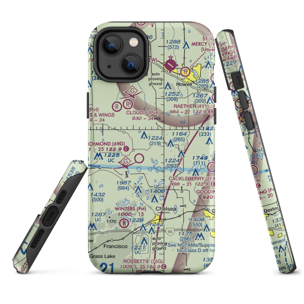 Carriage Lane Airport (35L) VFR Sectional  Tough iPhone Case iPhone 14 Plus model shown