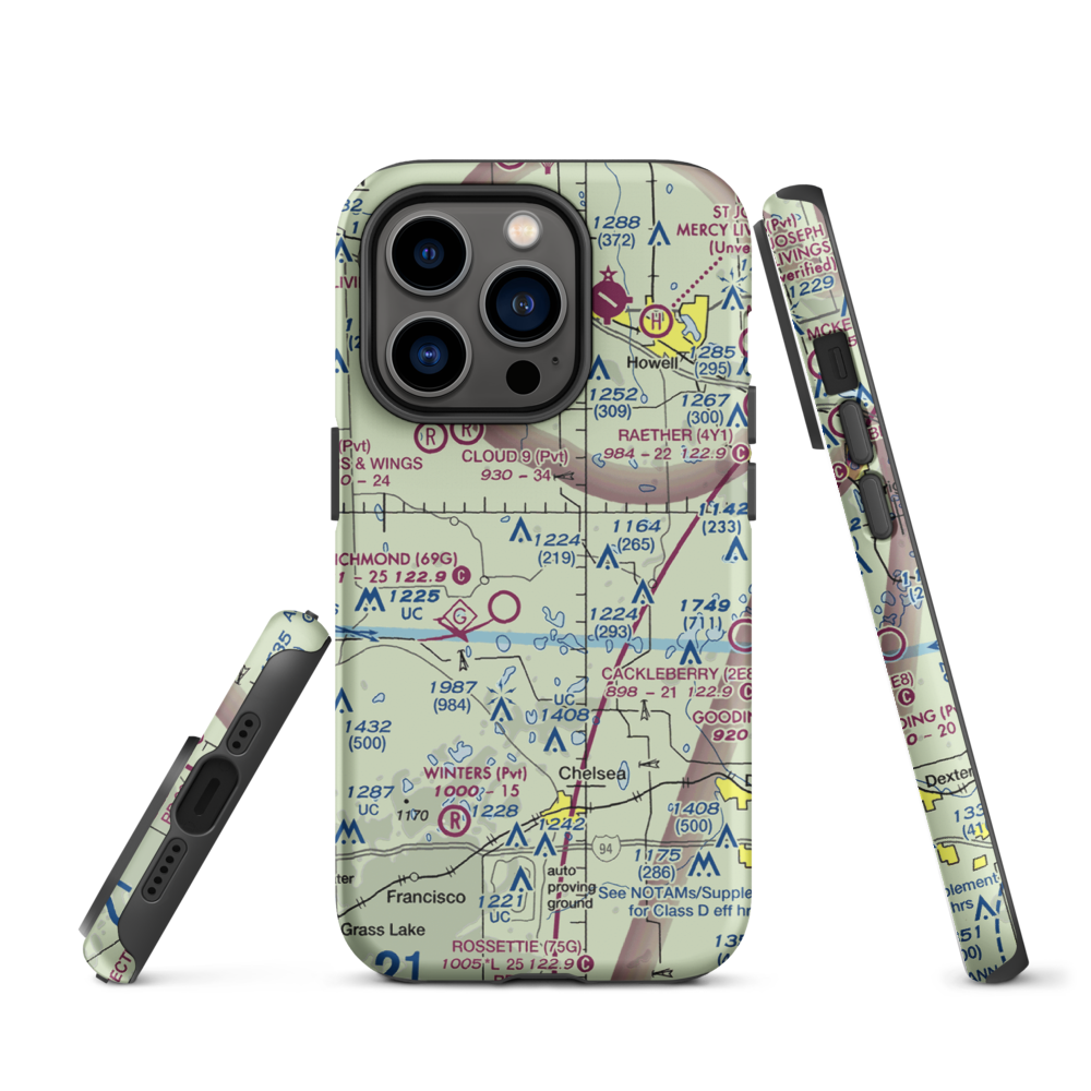 Carriage Lane Airport (35L) VFR Sectional  Tough iPhone Case iPhone 14 Pro model shown