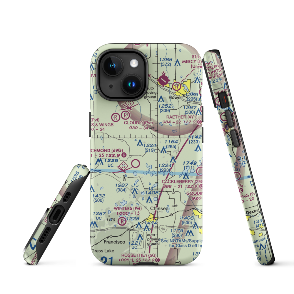 Carriage Lane Airport (35L) VFR Sectional  Tough iPhone Case iPhone 15 model shown