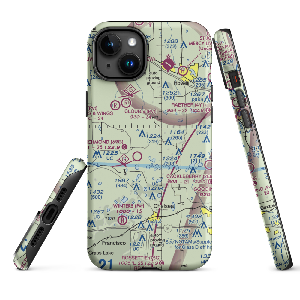Carriage Lane Airport (35L) VFR Sectional  Tough iPhone Case iPhone 15 Plus model shown