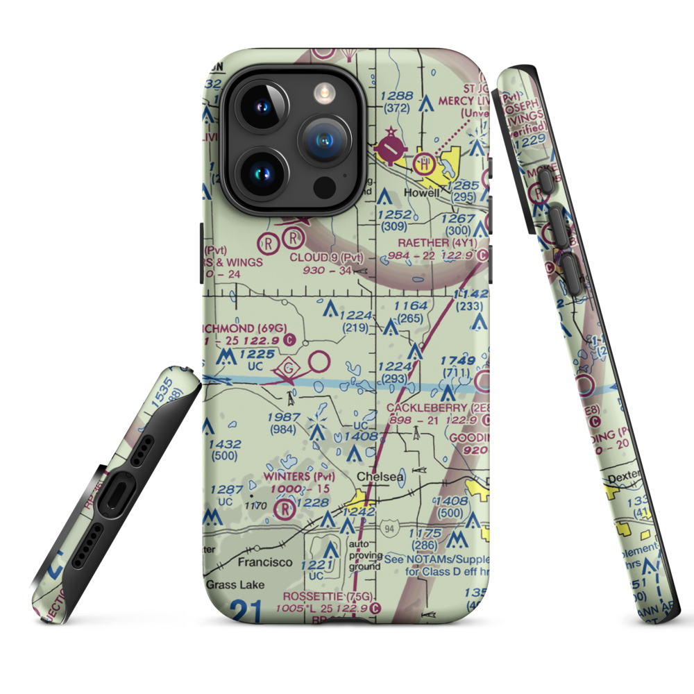 Carriage Lane Airport (35L) VFR Sectional  Tough iPhone Case iPhone 15 Pro Max model shown