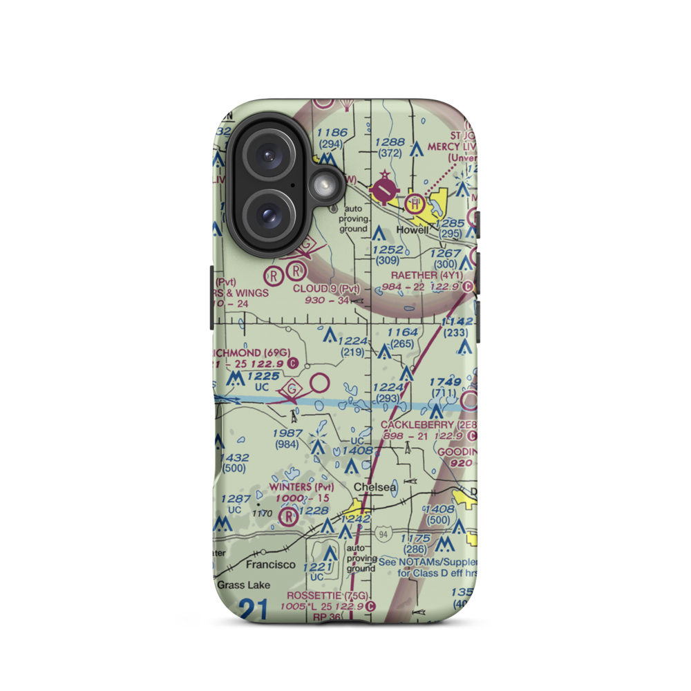 Carriage Lane Airport (35L) VFR Sectional  Tough iPhone Case iPhone 16 model shown