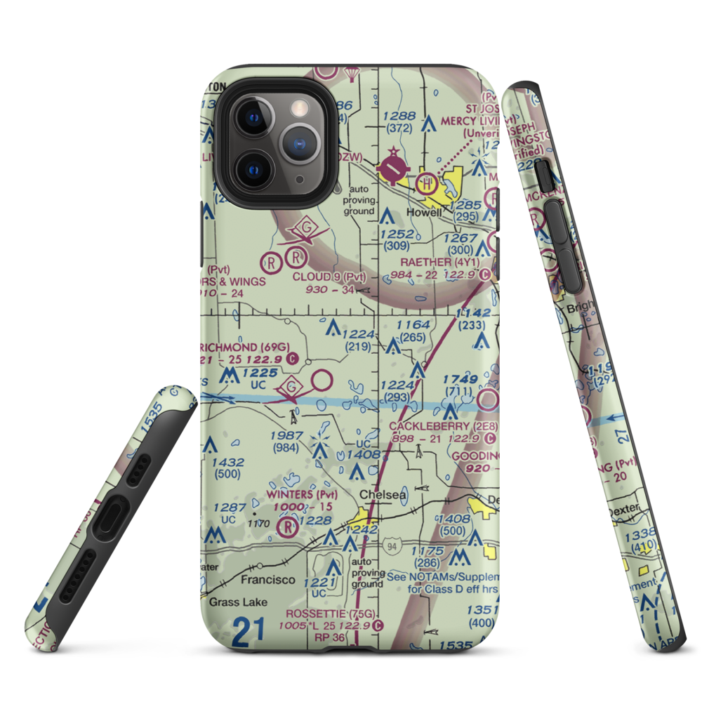 Carriage Lane Airport (35L) VFR Sectional  Tough iPhone Case iPhone 11 Pro Max model shown