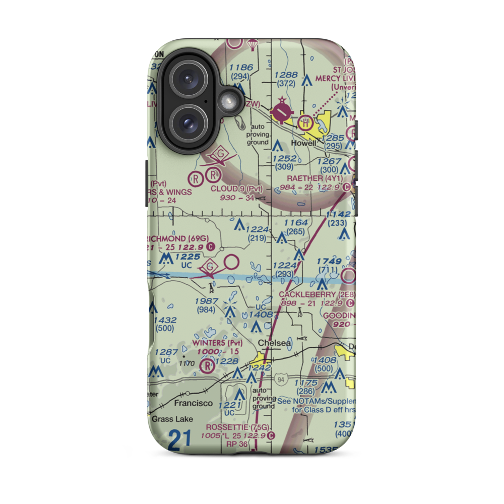 Carriage Lane Airport (35L) VFR Sectional  Tough iPhone Case iPhone 16 Plus model shown