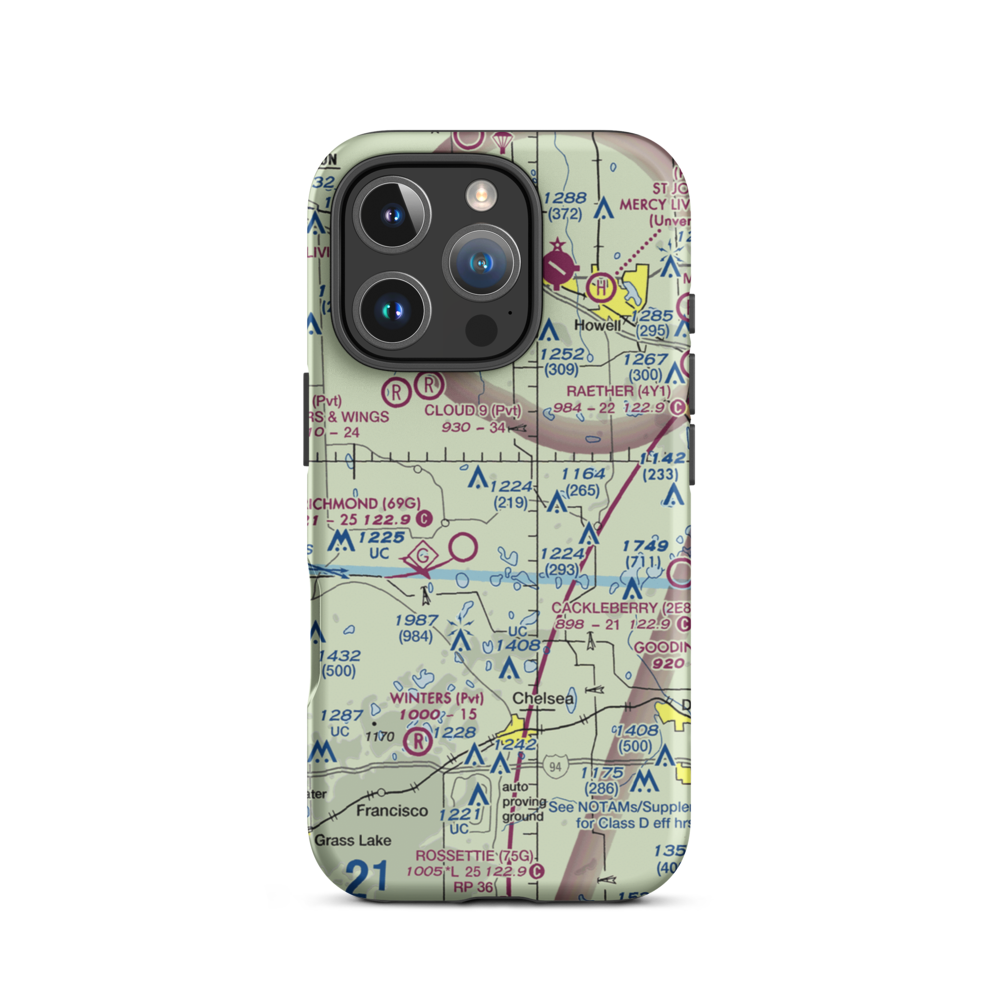 Carriage Lane Airport (35L) VFR Sectional  Tough iPhone Case iPhone 16 Pro model shown