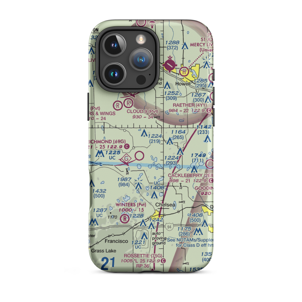 Carriage Lane Airport (35L) VFR Sectional  Tough iPhone Case iPhone 16 Pro Max model shown