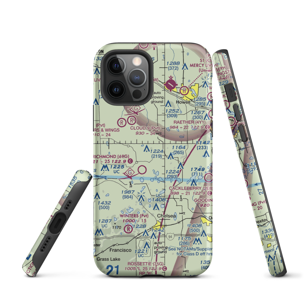 Carriage Lane Airport (35L) VFR Sectional  Tough iPhone Case iPhone 12 Pro model shown