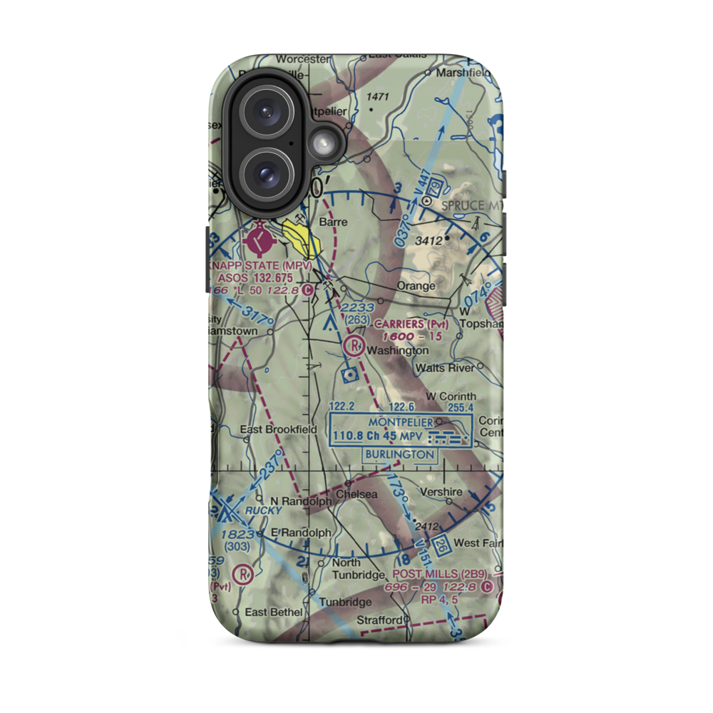 Carriers Skypark Airport (VT31) VFR Sectional  Tough iPhone Case iPhone 16 Plus model shown