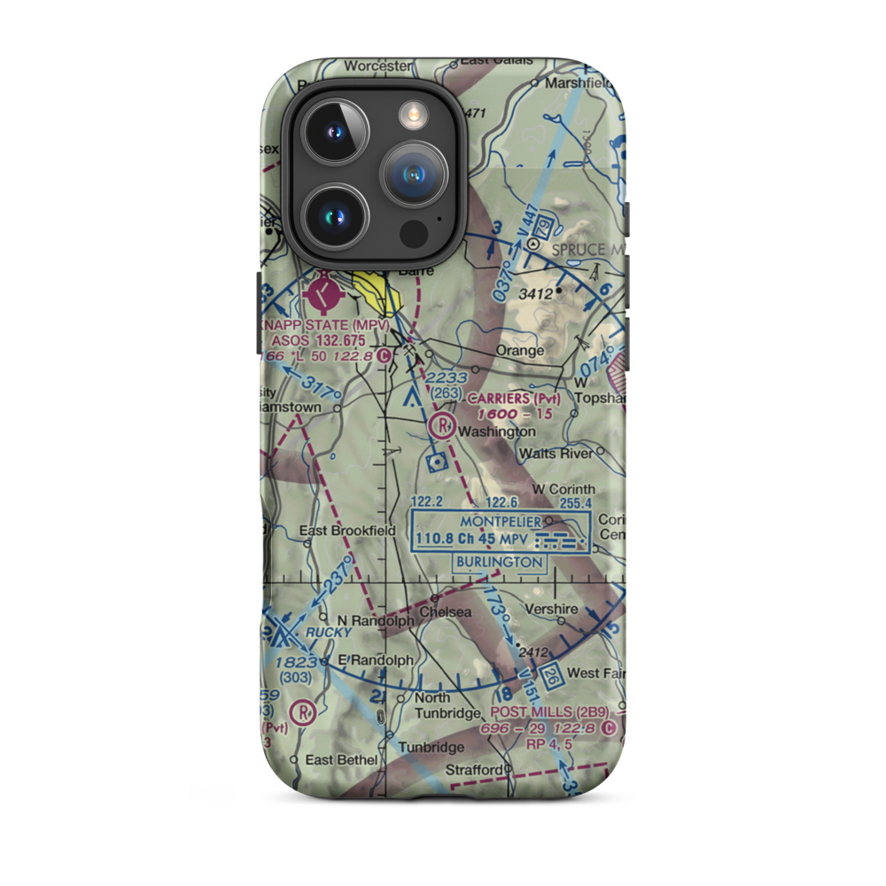 Carriers Skypark Airport (VT31) VFR Sectional  Tough iPhone Case iPhone 16 Pro Max model shown