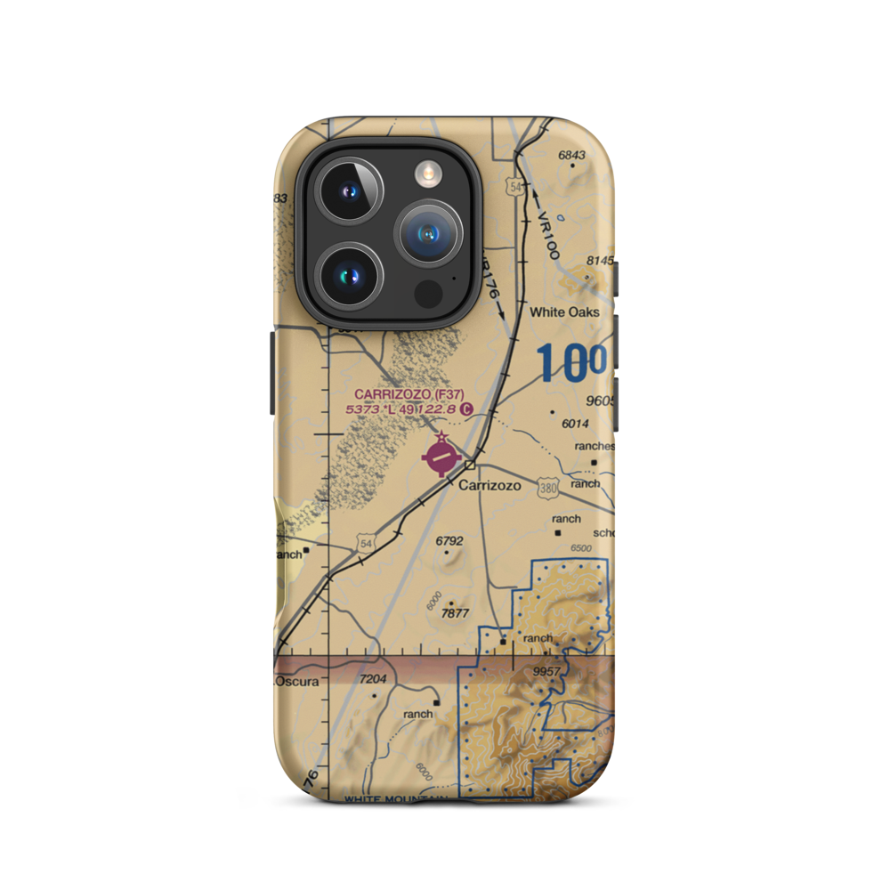 Carrizozo Municipal Airport (F37) VFR Sectional  Tough iPhone Case iPhone 16 Pro model shown