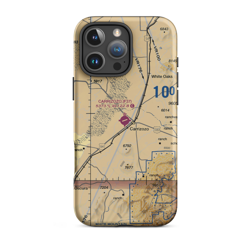 Carrizozo Municipal Airport (F37) VFR Sectional  Tough iPhone Case iPhone 16 Pro Max model shown