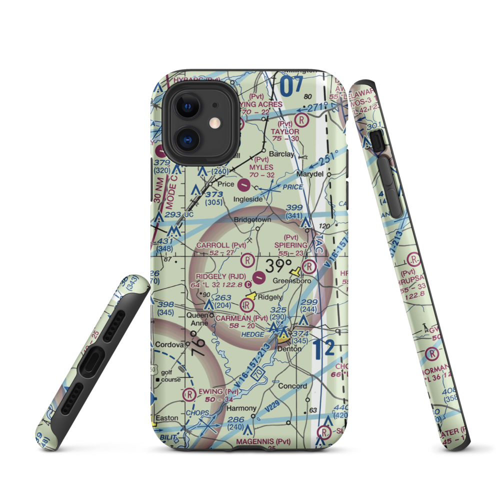 Carroll Airport (21MD) VFR Sectional  Tough iPhone Case iPhone 11 model shown