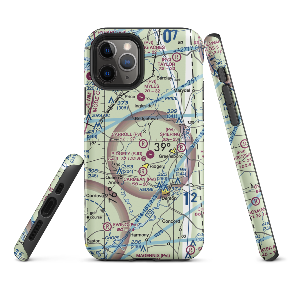 Carroll Airport (21MD) VFR Sectional  Tough iPhone Case iPhone 11 Pro model shown