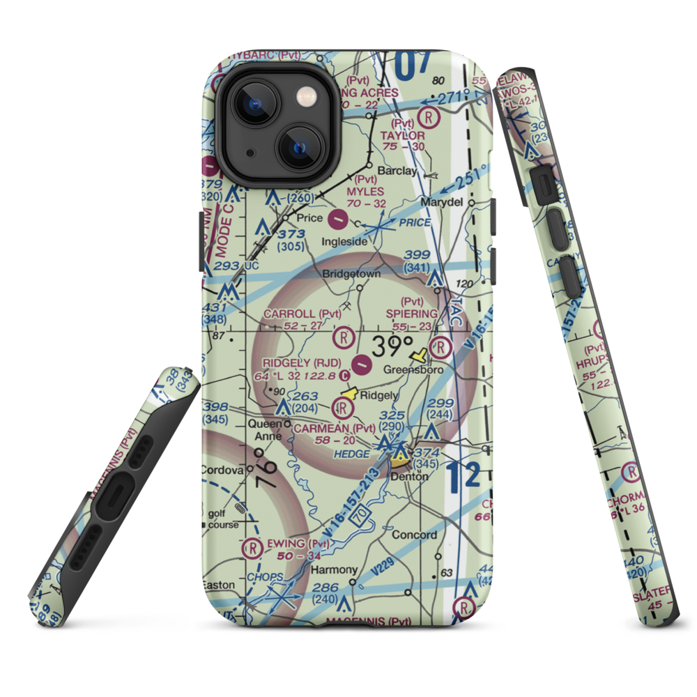 Carroll Airport (21MD) VFR Sectional  Tough iPhone Case iPhone 14 Plus model shown