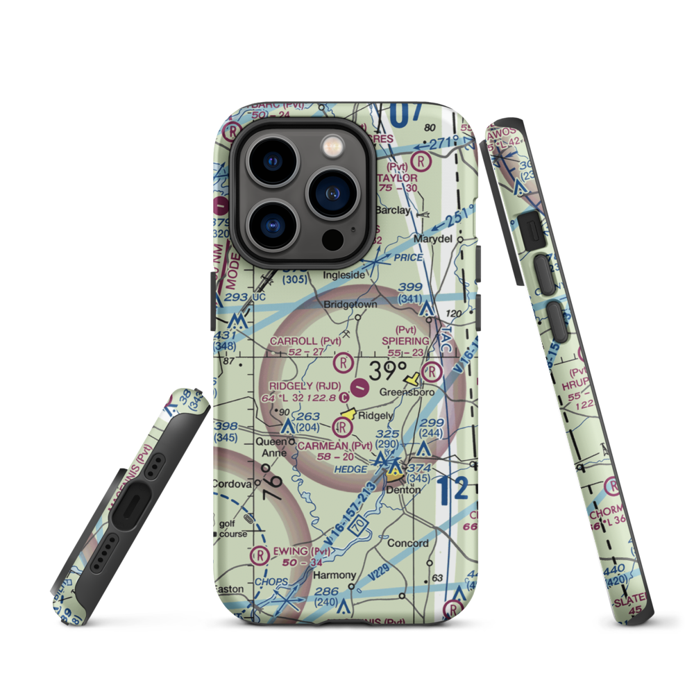 Carroll Airport (21MD) VFR Sectional  Tough iPhone Case iPhone 14 Pro model shown