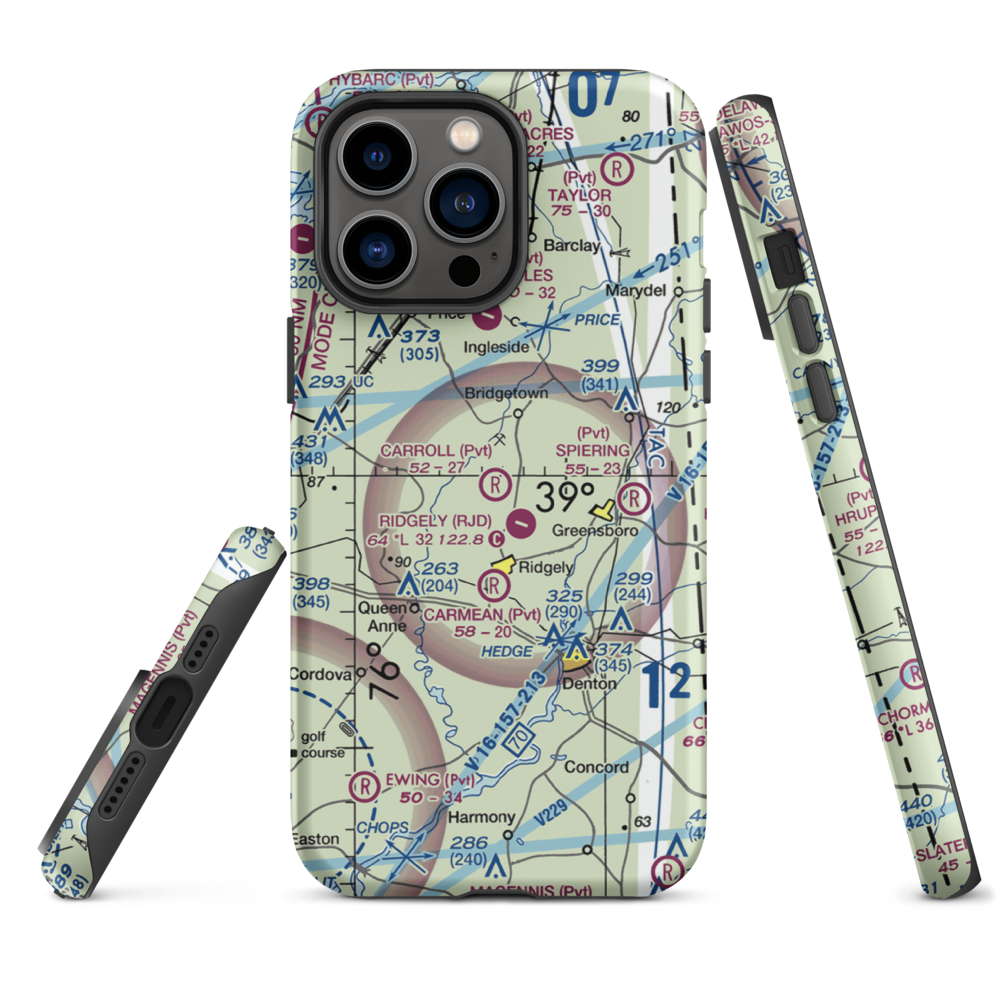 Carroll Airport (21MD) VFR Sectional  Tough iPhone Case iPhone 14 Pro Max model shown