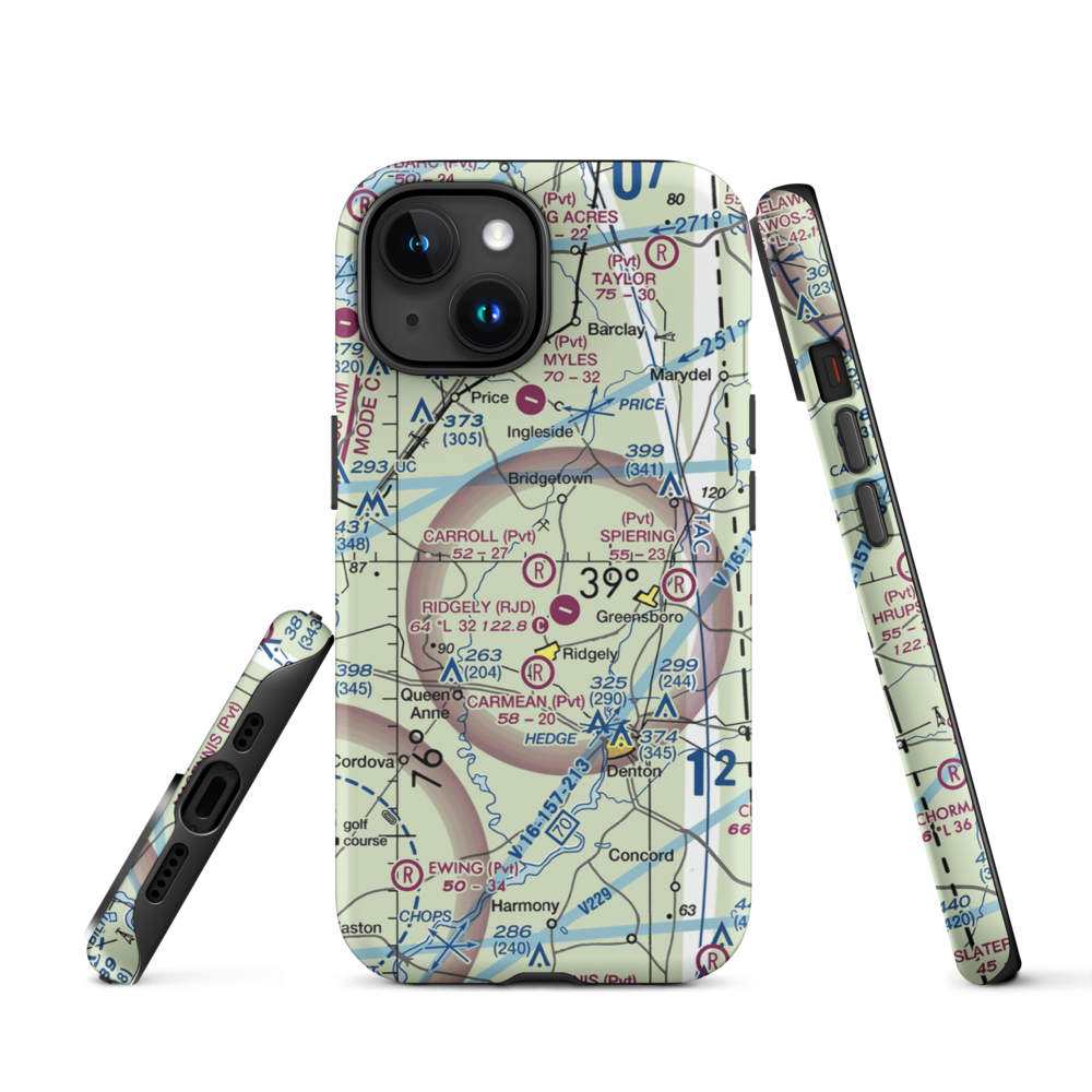 Carroll Airport (21MD) VFR Sectional  Tough iPhone Case iPhone 15 model shown