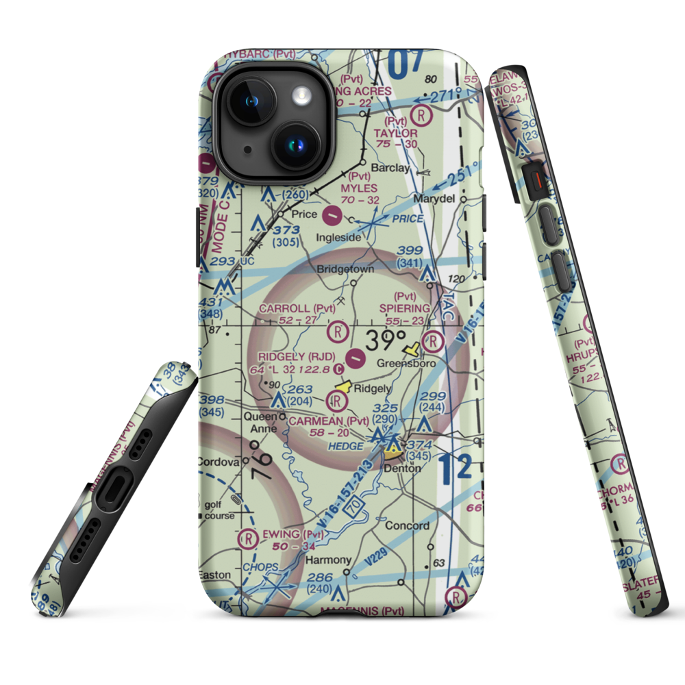 Carroll Airport (21MD) VFR Sectional  Tough iPhone Case iPhone 15 Plus model shown