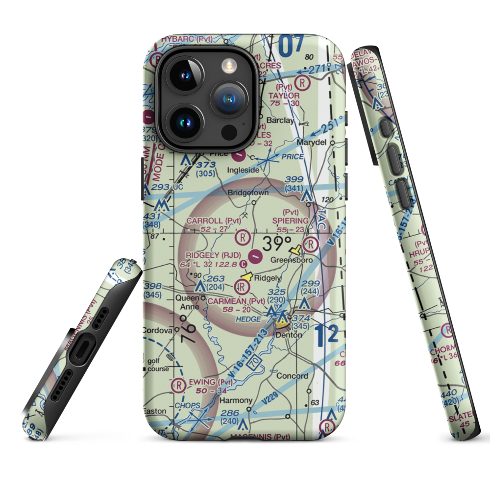 Carroll Airport (21MD) VFR Sectional  Tough iPhone Case iPhone 15 Pro Max model shown