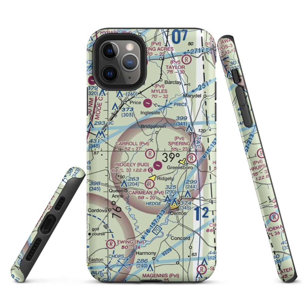 Carroll Airport (21MD) VFR Sectional  Tough iPhone Case iPhone 11 Pro Max model shown