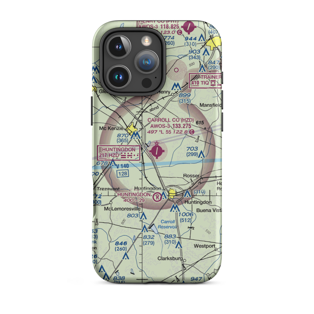Carroll County Airport (HZD) VFR Sectional  Tough iPhone Case iPhone 16 Pro Max model shown