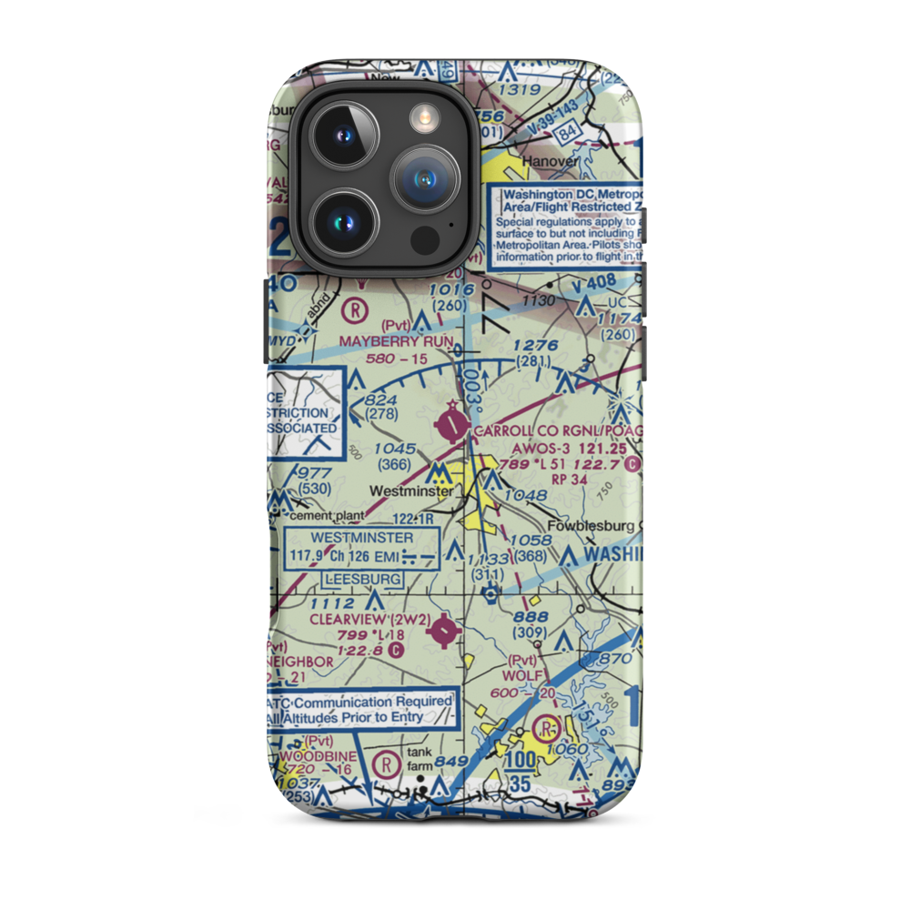 Carroll County Regional Jack B Poage Field (DMW) VFR Sectional  Tough iPhone Case iPhone 16 Pro Max model shown