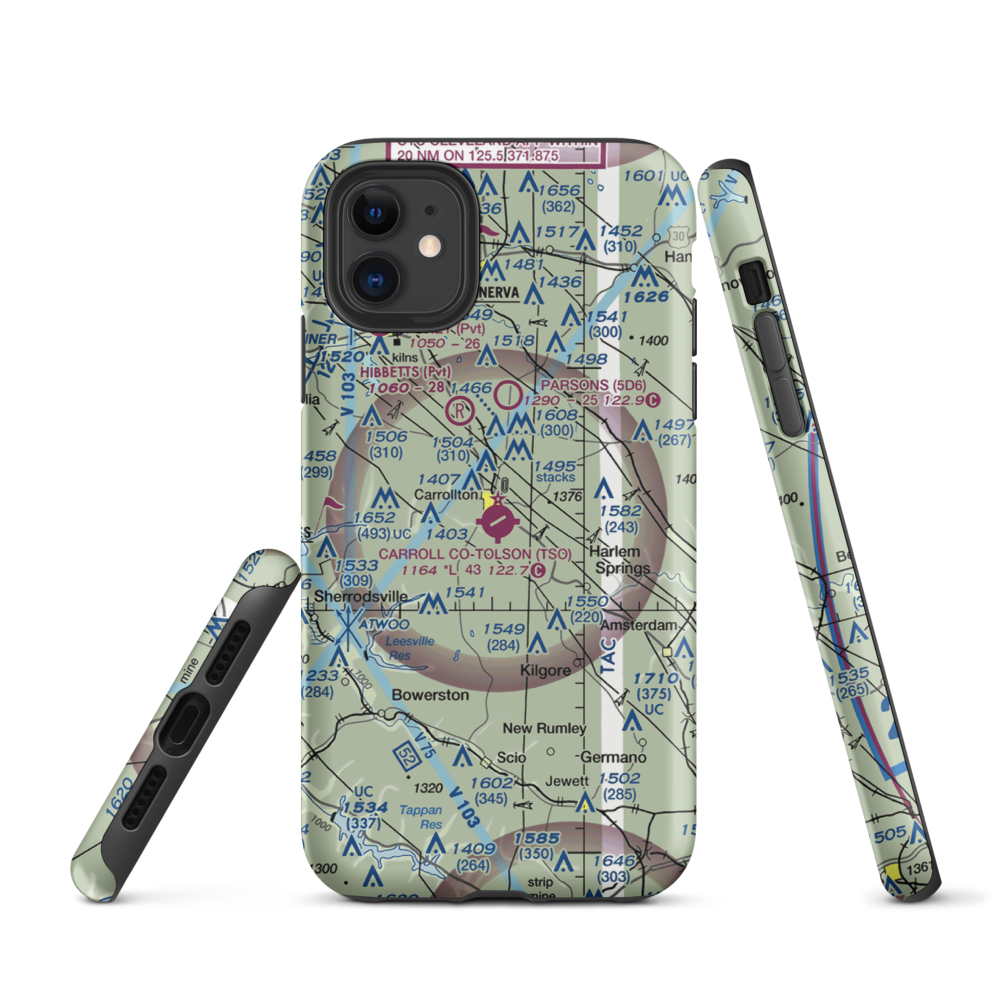 Carroll County-Tolson Airport (TSO) VFR Sectional  Tough iPhone Case iPhone 11 model shown