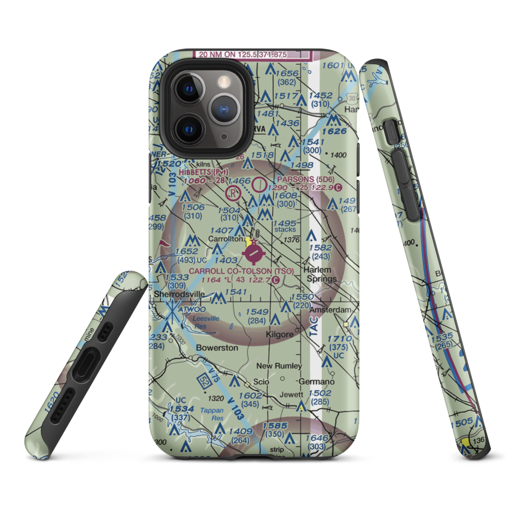 Carroll County-Tolson Airport (TSO) VFR Sectional  Tough iPhone Case iPhone 11 Pro model shown
