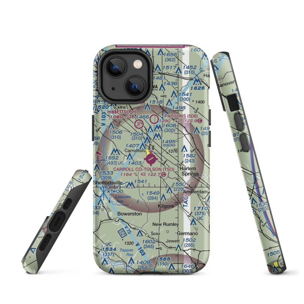 Carroll County-Tolson Airport (TSO) VFR Sectional  Tough iPhone Case iPhone 14 model shown