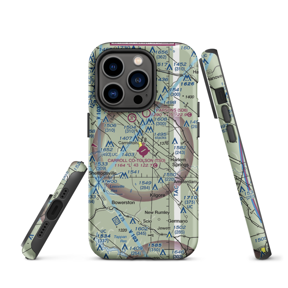 Carroll County-Tolson Airport (TSO) VFR Sectional  Tough iPhone Case iPhone 14 Pro model shown