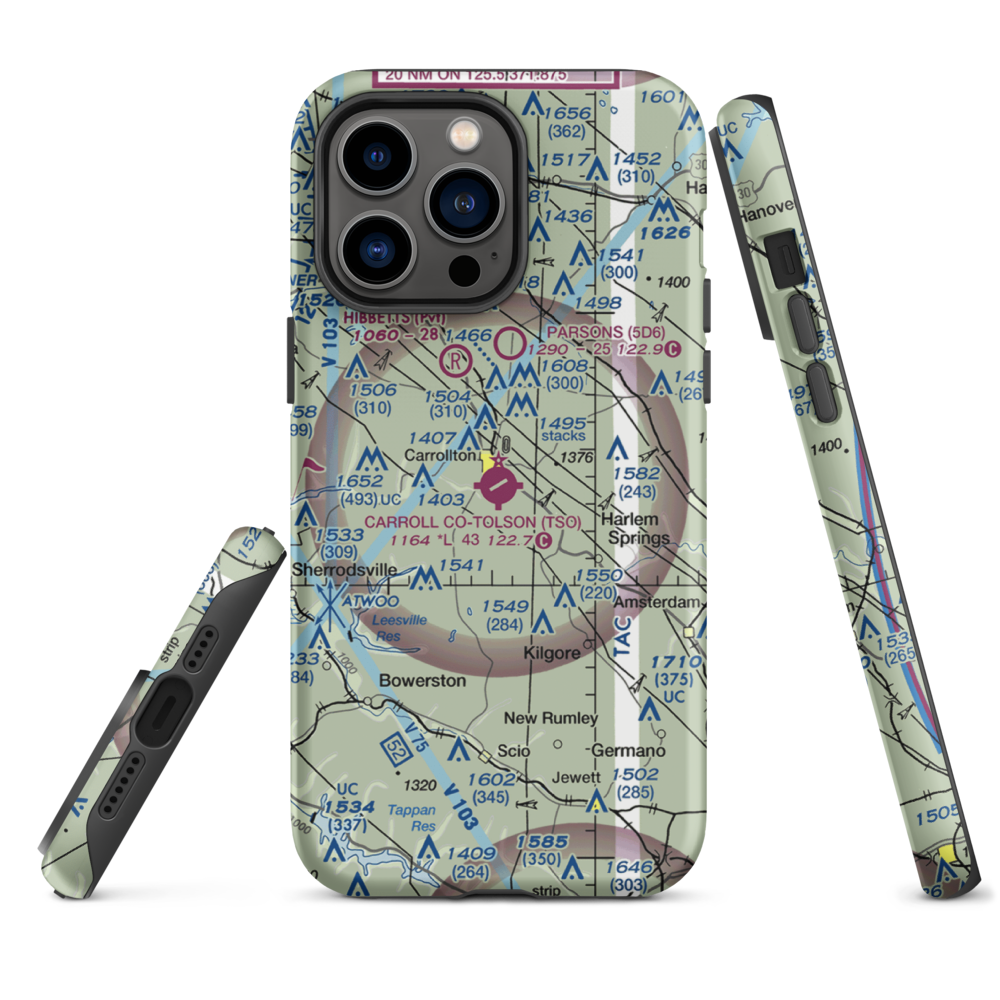 Carroll County-Tolson Airport (TSO) VFR Sectional  Tough iPhone Case iPhone 14 Pro Max model shown