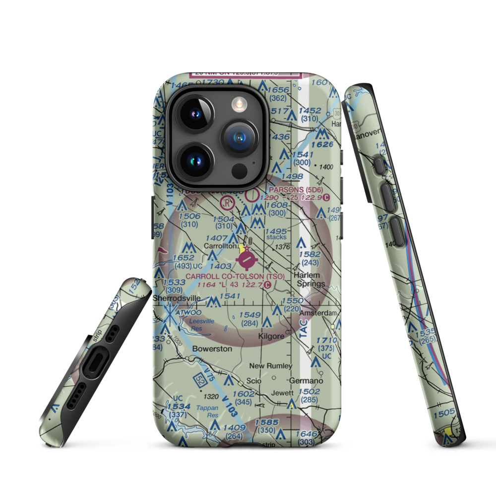 Carroll County-Tolson Airport (TSO) VFR Sectional  Tough iPhone Case iPhone 15 Pro model shown