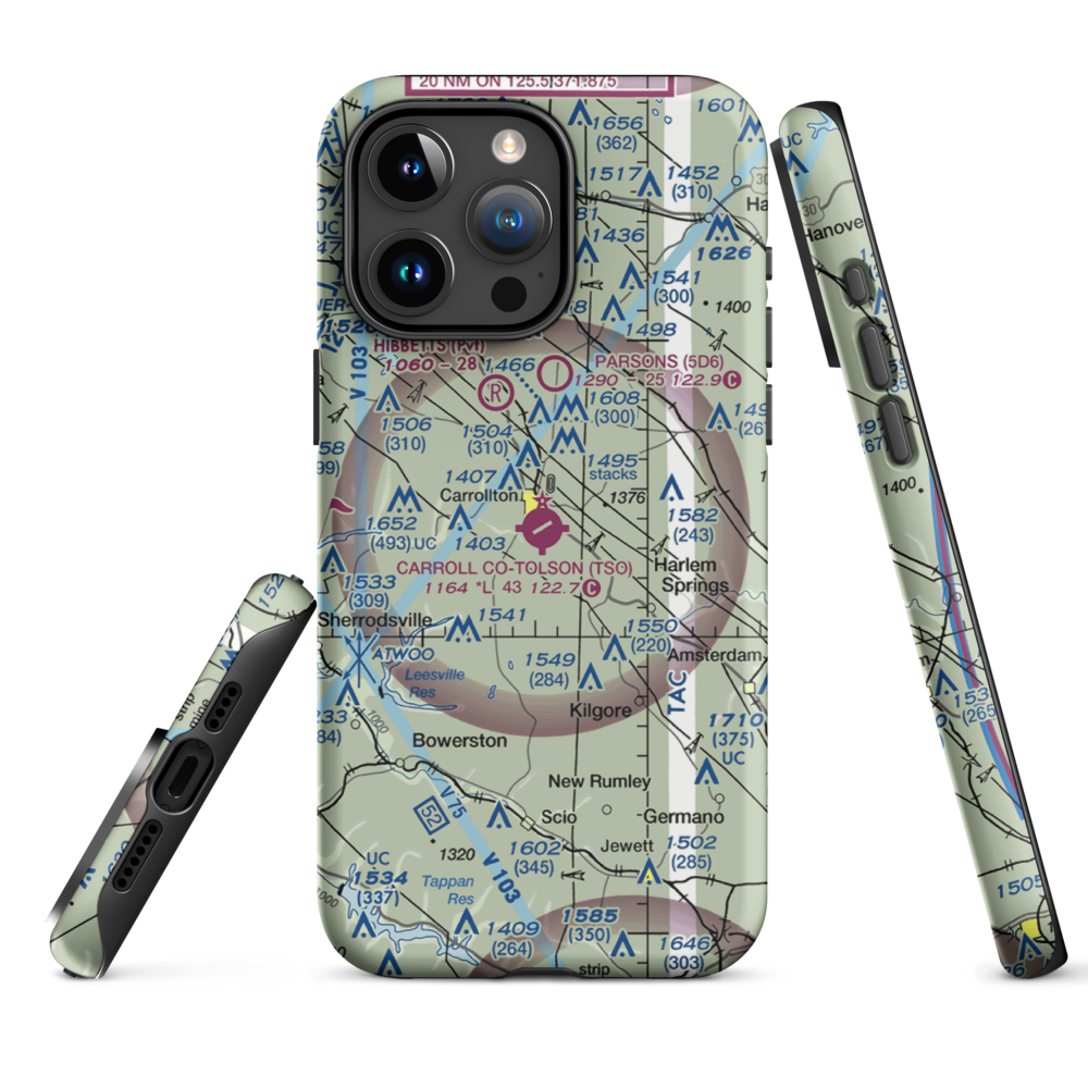 Carroll County-Tolson Airport (TSO) VFR Sectional  Tough iPhone Case iPhone 15 Pro Max model shown