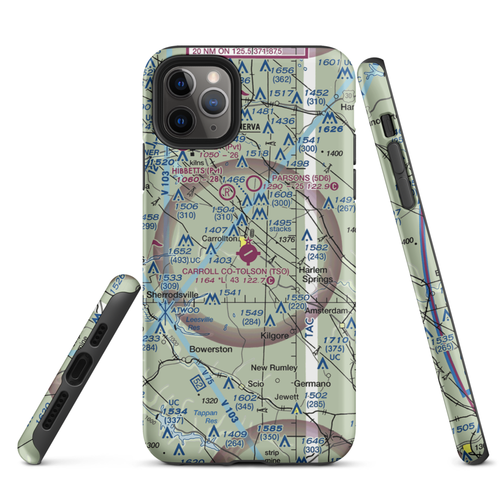 Carroll County-Tolson Airport (TSO) VFR Sectional  Tough iPhone Case iPhone 11 Pro Max model shown