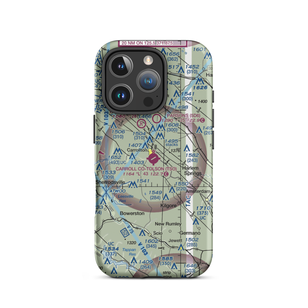 Carroll County-Tolson Airport (TSO) VFR Sectional  Tough iPhone Case iPhone 16 Pro model shown