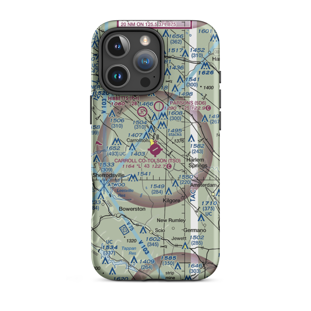 Carroll County-Tolson Airport (TSO) VFR Sectional  Tough iPhone Case iPhone 16 Pro Max model shown