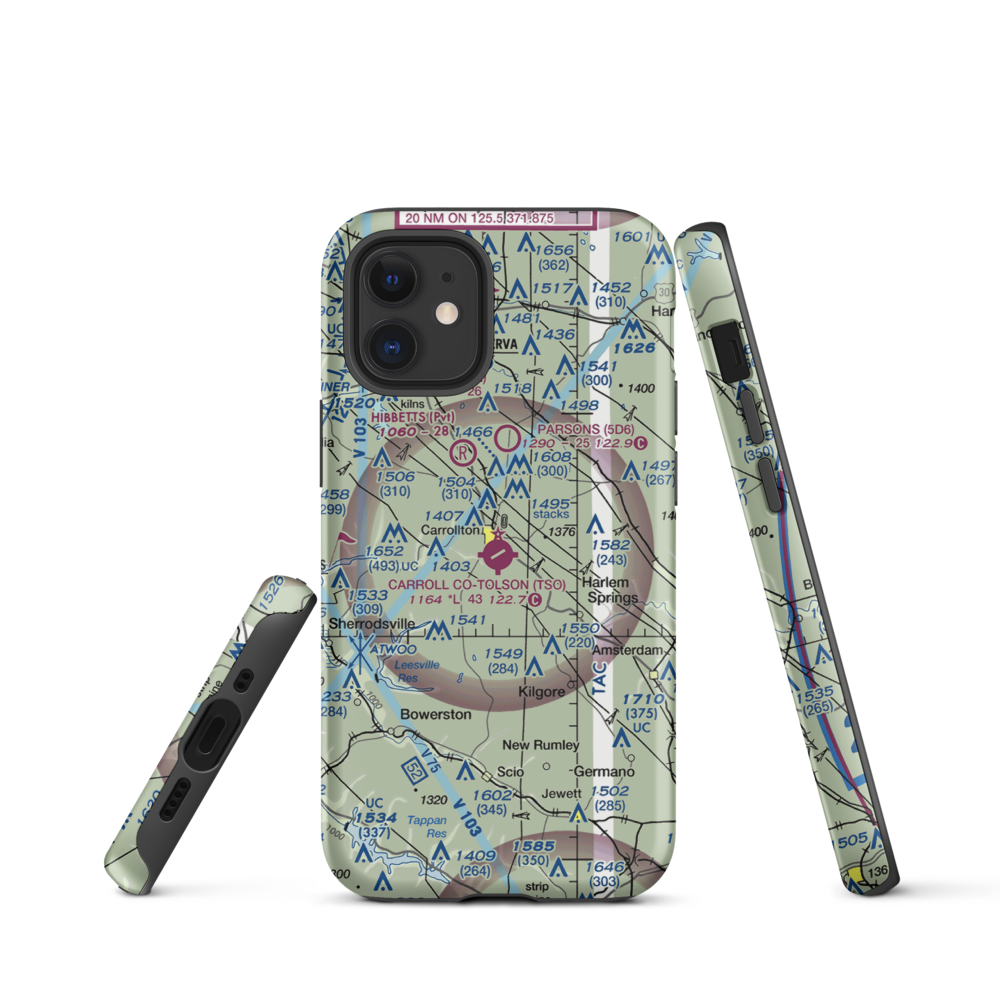 Carroll County-Tolson Airport (TSO) VFR Sectional  Tough iPhone Case iPhone 12 mini model shown