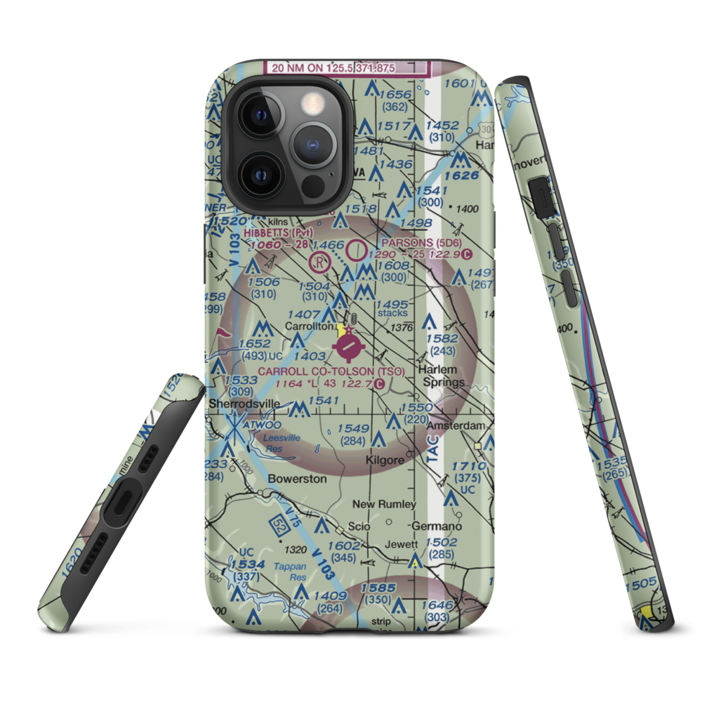 Carroll County-Tolson Airport (TSO) VFR Sectional  Tough iPhone Case iPhone 12 Pro Max model shown