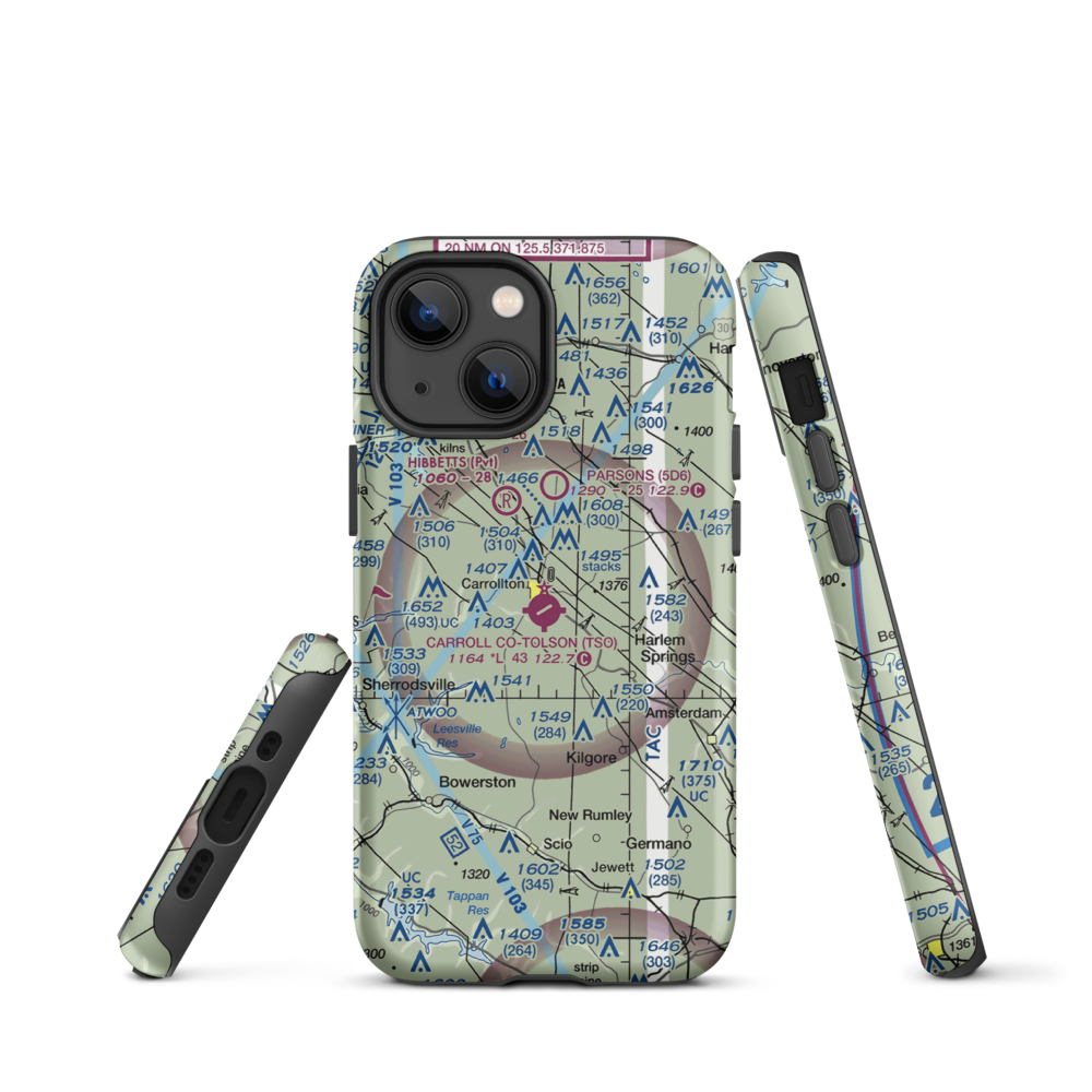 Carroll County-Tolson Airport (TSO) VFR Sectional  Tough iPhone Case iPhone 13 mini model shown