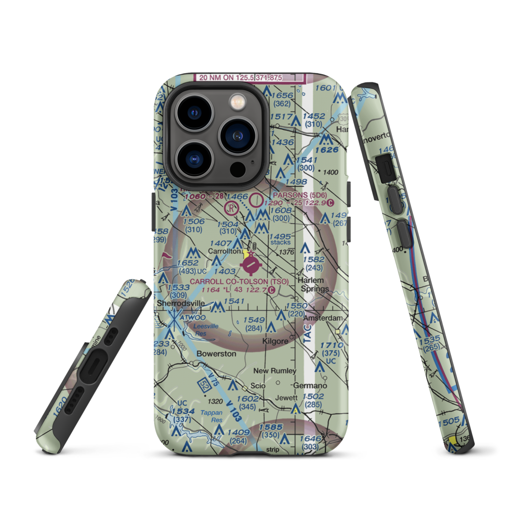 Carroll County-Tolson Airport (TSO) VFR Sectional  Tough iPhone Case iPhone 13 Pro model shown