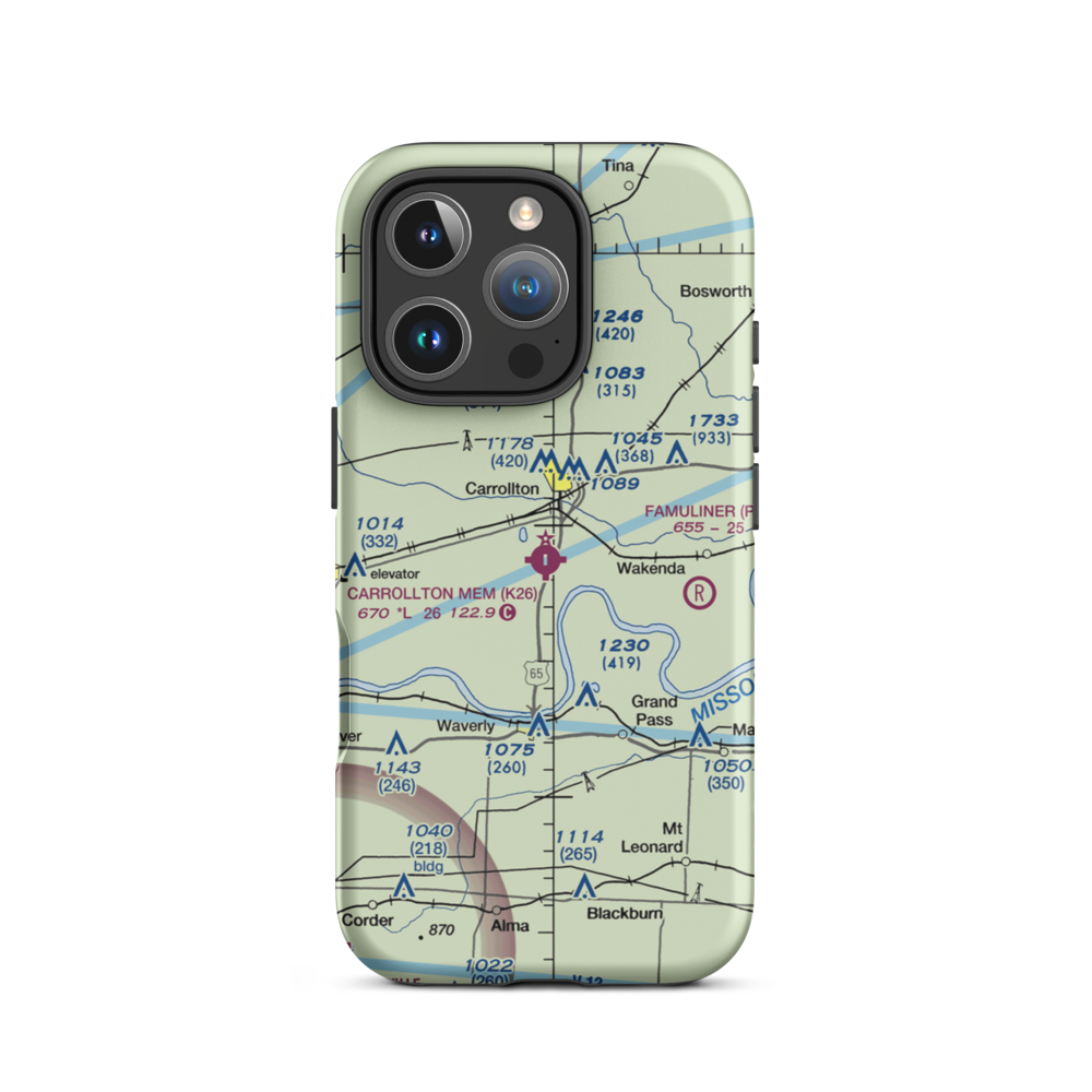 Carrollton Memorial Airport (K26) VFR Sectional  Tough iPhone Case iPhone 16 Pro model shown
