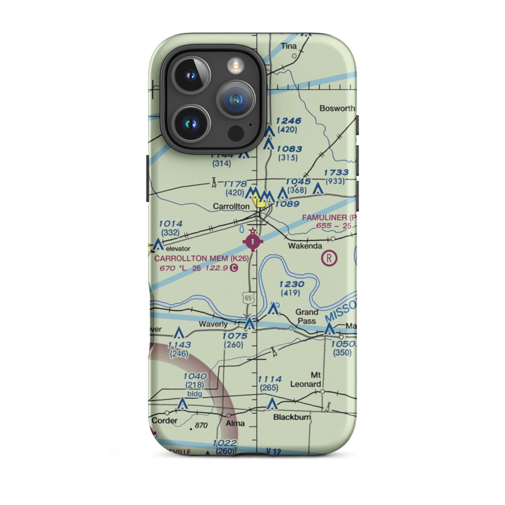 Carrollton Memorial Airport (K26) VFR Sectional  Tough iPhone Case iPhone 16 Pro Max model shown