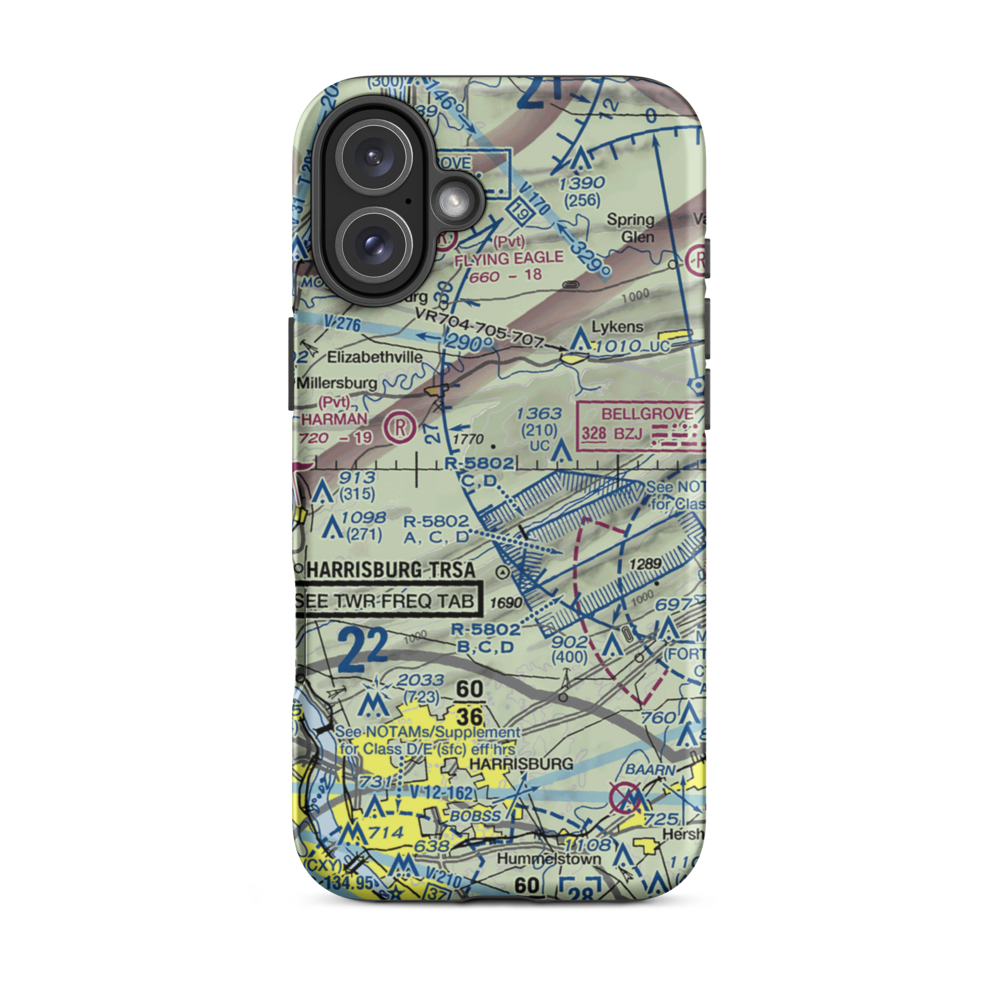 Carsonville Airport (0PS3) VFR Sectional  Tough iPhone Case iPhone 16 Plus model shown