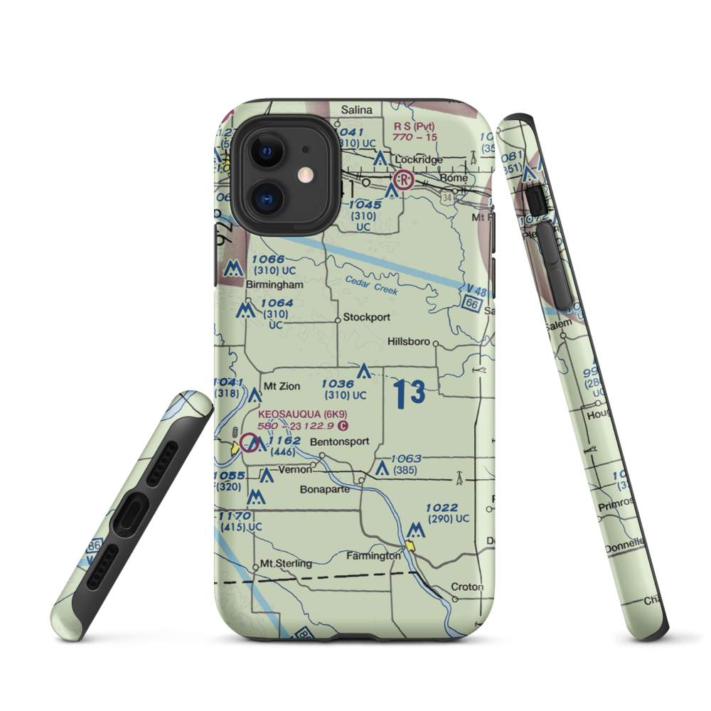 Carter Field (IA26) VFR Sectional  Tough iPhone Case iPhone 11 model shown