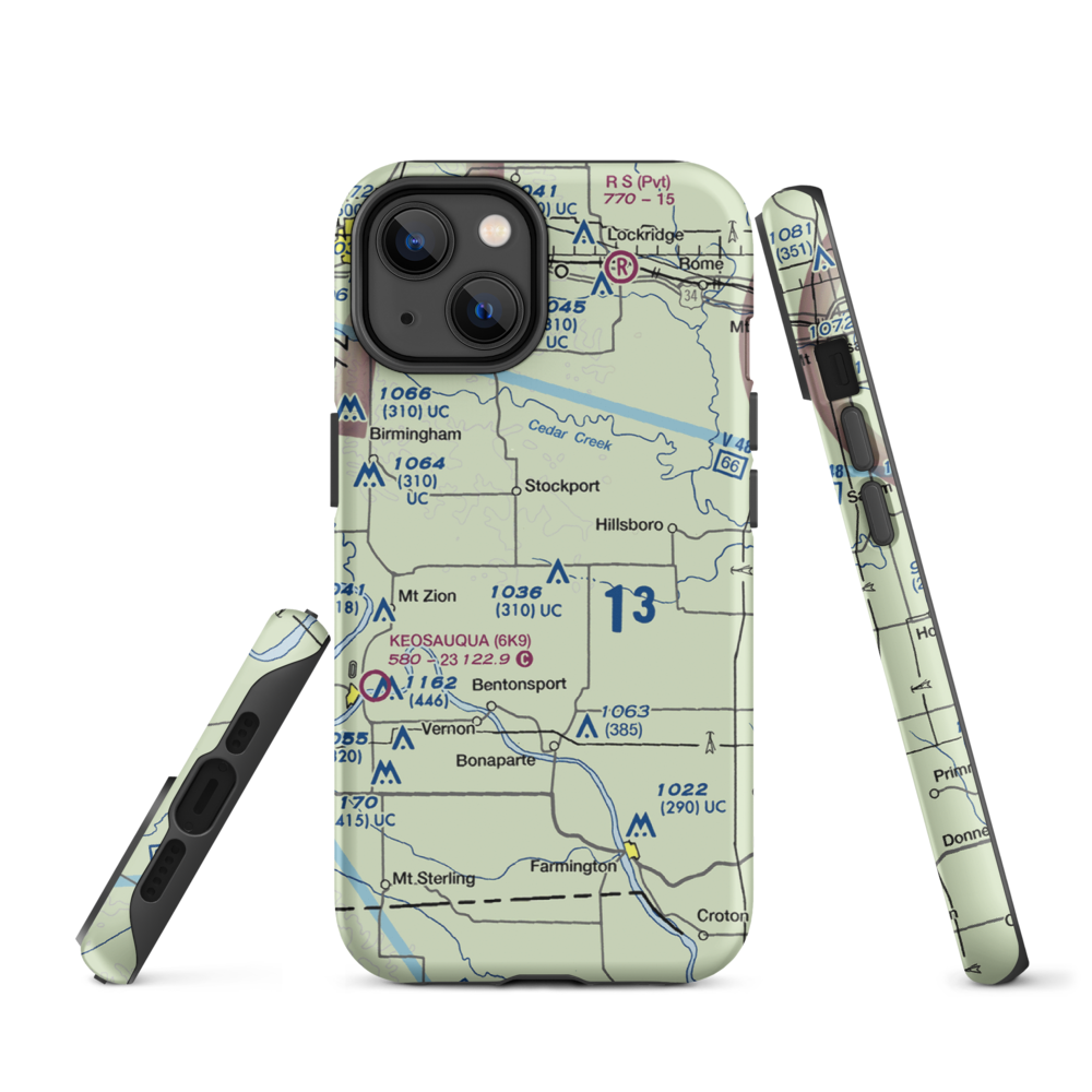 Carter Field (IA26) VFR Sectional  Tough iPhone Case iPhone 14 model shown